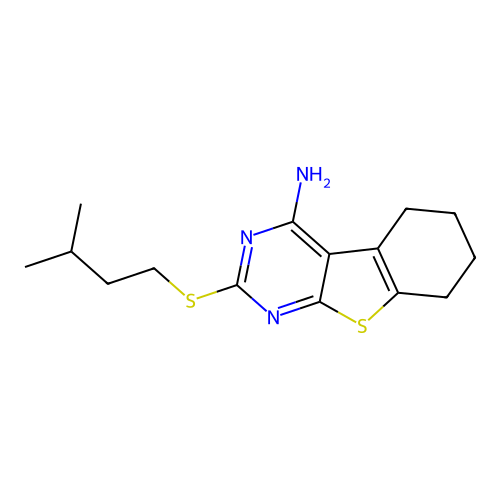 2-(3-methylbutylsulfanyl)-5,6,7,8-tetrahydro-[1]benzothiolo[2,3-d]pyrimidin-4-amine structure