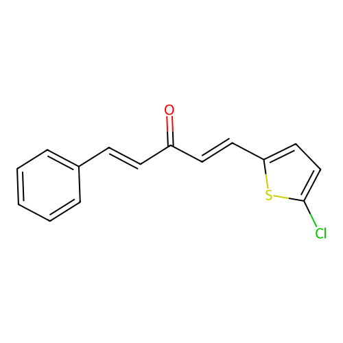 (1E,4E)-1-(5-chlorothiophen-2-yl)-5-phenylpenta-1,4-dien-3-one structure