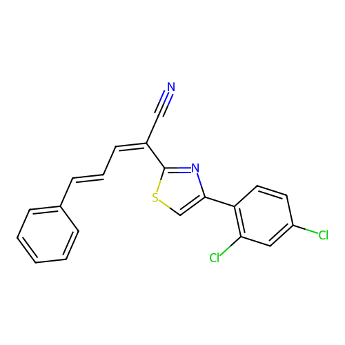 (2Z,4E)-2-[4-(2,4-dichlorophenyl)-1,3-thiazol-2-yl]-5-phenylpenta-2,4-dienenitrile structure