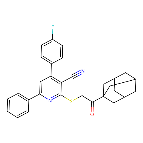 2-[2-(1-adamantyl)-2-oxoethyl]sulfanyl-4-(4-fluorophenyl)-6-phenylpyridine-3-carbonitrile structure