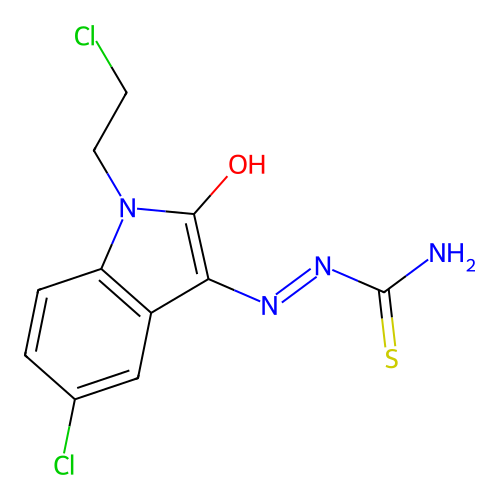 [(Z)-[5-chloro-1-(2-chloroethyl)-2-oxoindol-3-ylidene]amino]thiourea structure