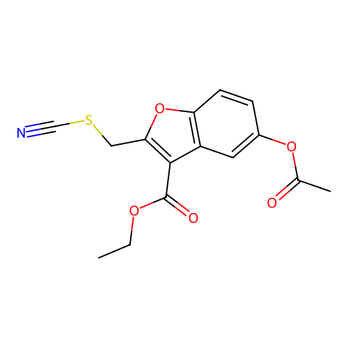 Ethyl 5-(acetyloxy)-2-(thiocyanatomethyl)-1-benzofuran-3-carboxylate structure