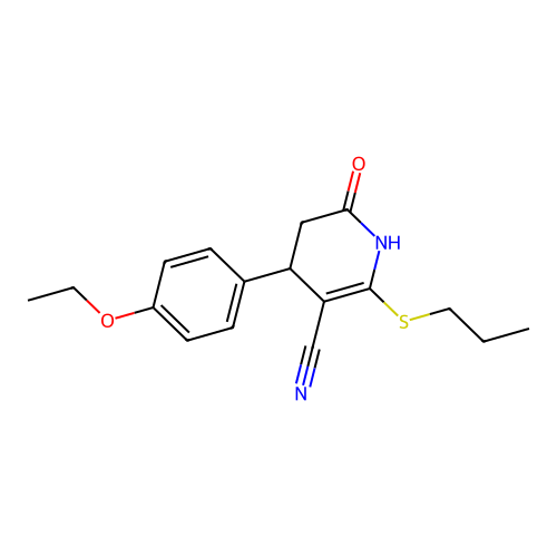 4-(4-ethoxyphenyl)-2-oxo-6-propylsulfanyl-3,4-dihydro-1H-pyridine-5-carbonitrile structure