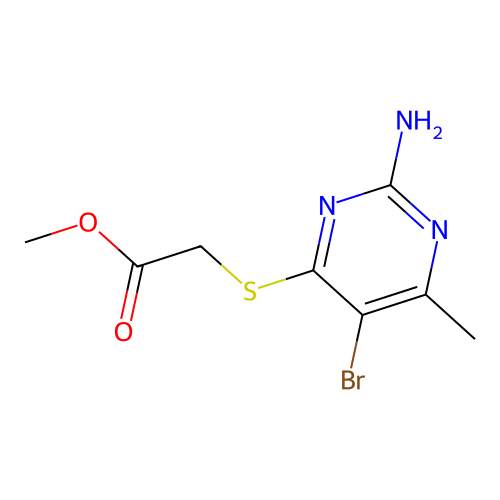 Methyl [(2-amino-5-bromo-6-methylpyrimidin-4-yl)sulfanyl]acetate structure
