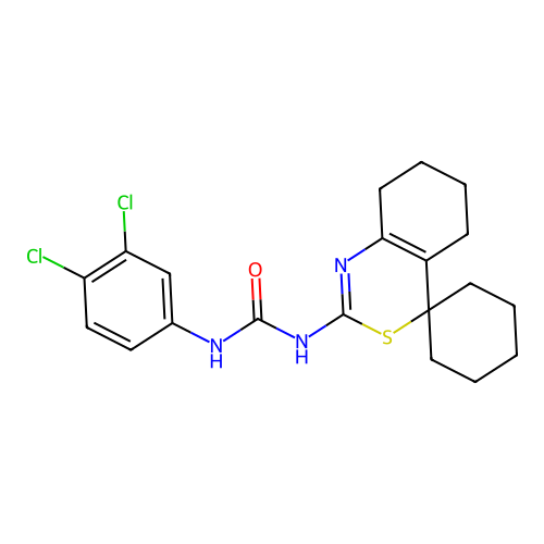 1-(3,4-dichlorophenyl)-3-(5,6,7,8-tetrahydrospiro[3,1-benzothiazine-4,1'-cyclohexan]-2-yl)urea structure