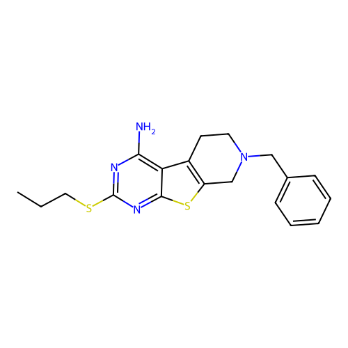 7-benzyl-2-(propylsulfanyl)-5,6,7,8-tetrahydropyrido[4',3':4,5]thieno[2,3-d]pyrimidin-4-amine structure