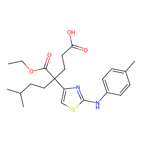 4-(ethoxycarbonyl)-7-methyl-4-(2-(p-tolylamino)thiazol-4-yl)octanoic acid structure
