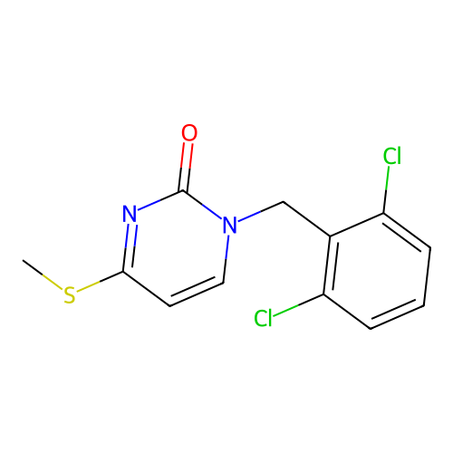 1-(2,6-dichlorobenzyl)-4-(methylthio)pyrimidin-2(1H)-one structure