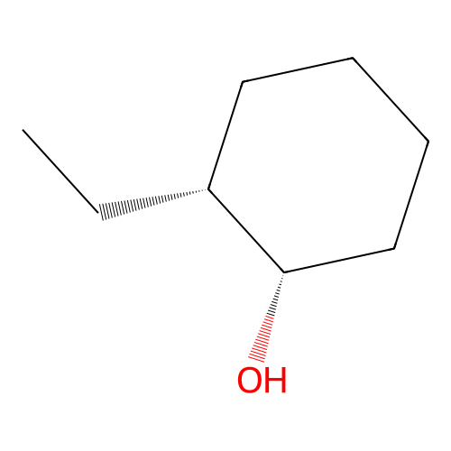 trans-(1S,2R)-2-ethylcyclohexan-1-ol structure