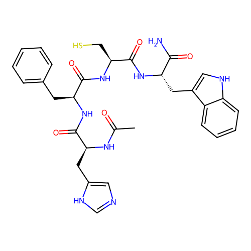 L-Tryptophanamide, N-acetyl-L-histidyl-L-phenylalanyl-L-cysteinyl- structure