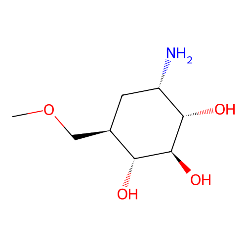 (1R,2S,3S,4S,6R)-4-amino-6-(methoxymethyl)cyclohexane-1,2,3-triol structure