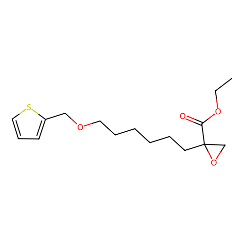 Ethyl (2R)-2-(6-(thienylmethoxy)hexyl)oxirane-2-carboxylate structure