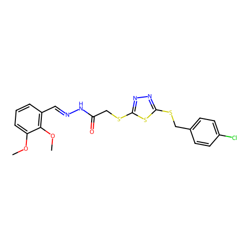 (E)-2-((5-((4-chlorobenzyl)thio)-1,3,4-thiadiazol-2-yl)thio)-N'-(2,3-dimethoxybenzylidene)acetohydrazide structure