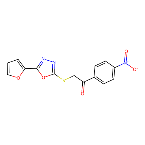 2-(5-Furan-2-yl-[1,3,4]oxadiazol-2-ylsulfanyl)-1-(4-nitro-phenyl)-ethanone structure
