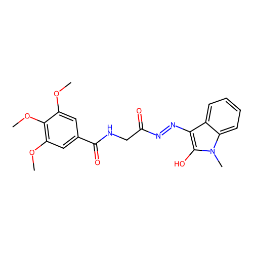 3,4,5-trimethoxy-N-[[(1-methyl-2-oxo-indol-3-ylidene)amino]carbamoylmethyl]benzamide structure