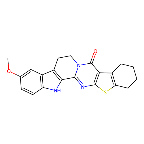 3-methoxy-5,6,9,10,11,12-hexahydrobenzo[4'',5'']thieno[2'',3'':4',5']pyrimido[1',2':1,2]pyrido[3,4-b]indol-8(15H)-one structure