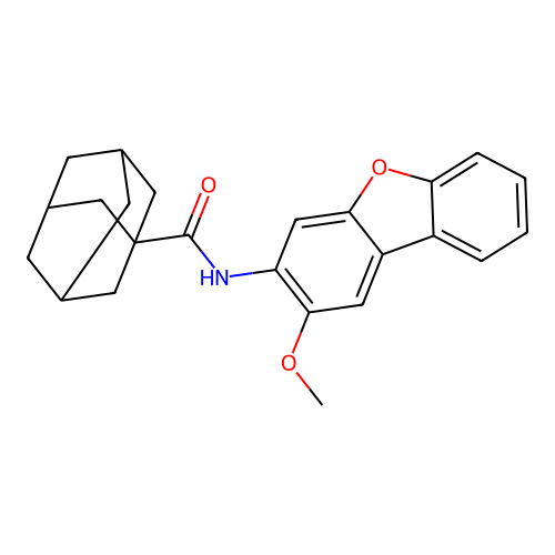Adamantane-1-carboxamide, N-(2-methoxydibenzofuran-3-yl)- structure