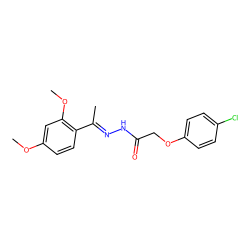 2-(4-chlorophenoxy)-N'-[1-(2,4-dimethoxyphenyl)ethylidene]acetohydrazide structure