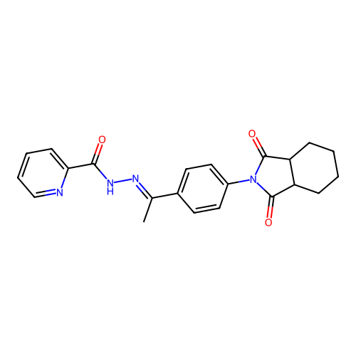 N'-{(1E)-1-[4-(1,3-dioxooctahydro-2H-isoindol-2-yl)phenyl]ethylidene}pyridine-2-carbohydrazide structure