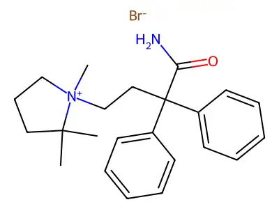 1-(3-Carbamoyl-3,3-diphenylpropyl)-1,2,2-trimethylpyrrolidinium bromide structure