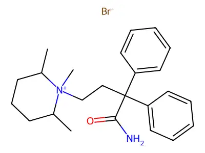 1-(3-Carbamoyl-3,3-diphenylpropyl)-1,2,6-trimethylpiperidinium bromide structure