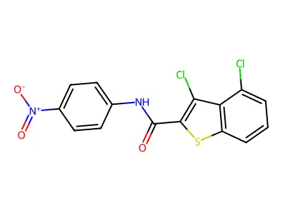 3,4-dichloro-N-(4-nitrophenyl)-1-benzothiophene-2-carboxamide structure