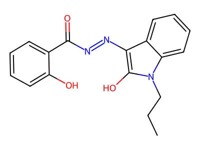 (Z)-2-hydroxy-N'-(2-oxo-1-propylindolin-3-ylidene)benzohydrazide structure
