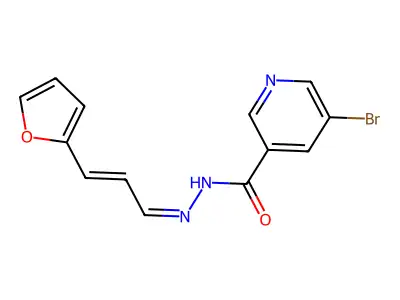 5-bromo-N-[(Z)-[(E)-3-(furan-2-yl)prop-2-enylidene]amino]pyridine-3-carboxamide structure