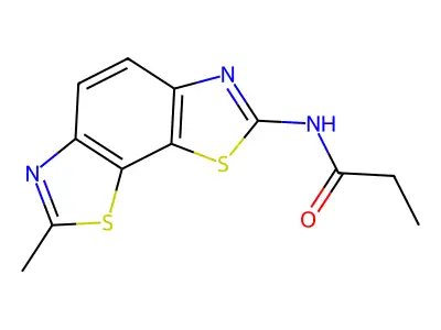 N-(7-methyl-2-thiazolo[4,5-g][1,3]benzothiazolyl)propanamide structure
