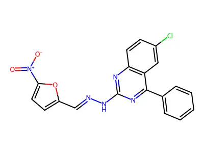 (E)-6-chloro-2-(2-((5-nitrofuran-2-yl)methylene)hydrazinyl)-4-phenylquinazoline structure