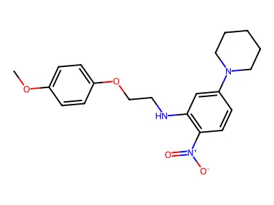 N-[2-(4-methoxyphenoxy)ethyl]-2-nitro-5-piperidin-1-ylaniline structure