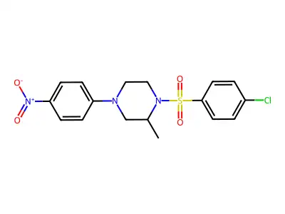 1-(4-Chlorophenyl)sulfonyl-2-methyl-4-(4-nitrophenyl)piperazine structure