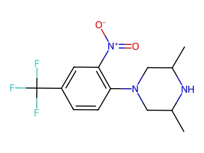 3,5-Dimethyl-1-[2-nitro-4-(trifluoromethyl)phenyl]piperazine structure