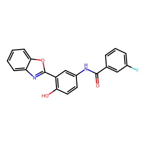 N-[3-(1,3-benzoxazol-2-yl)-4-hydroxyphenyl]-3-fluorobenzamide structure