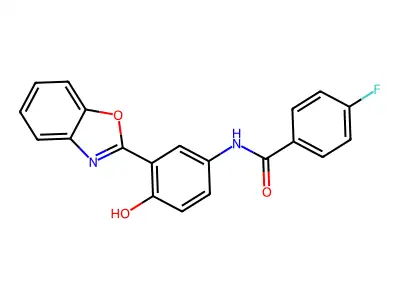 N-[3-(1,3-benzoxazol-2-yl)-4-hydroxyphenyl]-4-fluorobenzamide structure