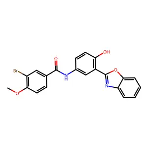 N-[3-(1,3-benzoxazol-2-yl)-4-hydroxyphenyl]-3-bromo-4-methoxybenzamide structure