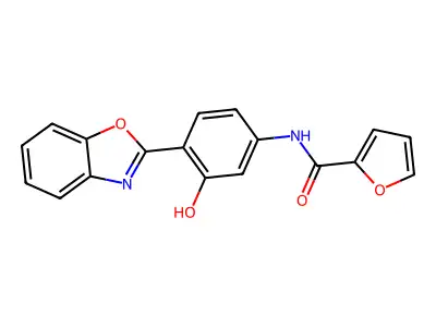 N-[4-(1,3-benzoxazol-2-yl)-3-hydroxyphenyl]-2-furamide structure