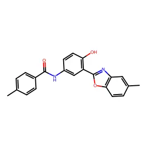 N-[4-hydroxy-3-(5-methyl-1,3-benzoxazol-2-yl)phenyl]-4-methylbenzamide structure