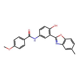 N-[4-hydroxy-3-(5-methyl-1,3-benzoxazol-2-yl)phenyl]-4-methoxybenzamide structure