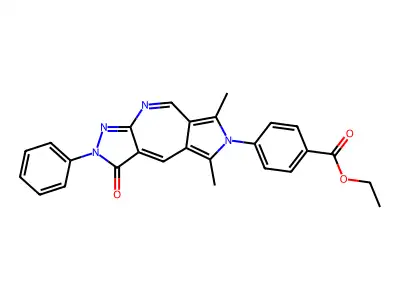 ethyl 4-(5,7-dimethyl-3-oxo-2-phenyl-2H-pyrazolo[3,4-b]pyrrolo[3,4-e]azepin-6(3H)-yl)benzoate structure