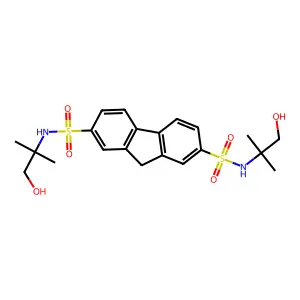 N2,N7-bis(1-hydroxy-2-methylpropan-2-yl)-9H-fluorene-2,7-disulfonamide structure