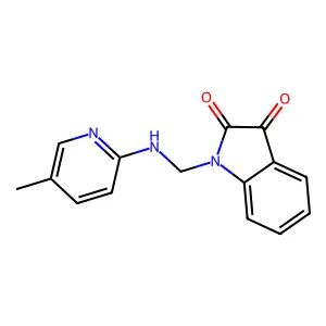 1-(((5-Methylpyridin-2-yl)amino)methyl)indoline-2,3-dione structure