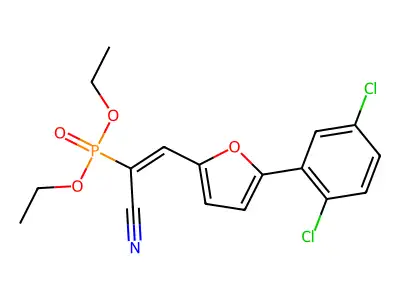 (E)-3-[5-(2,5-dichlorophenyl)furan-2-yl]-2-diethoxyphosphorylprop-2-enenitrile structure