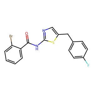 2-bromo-N-(5-(4-fluorobenzyl)thiazol-2-yl)benzamide structure