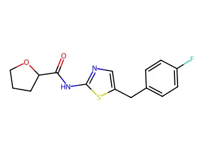 N-[5-[(4-fluorophenyl)methyl]-1,3-thiazol-2-yl]oxolane-2-carboxamide structure