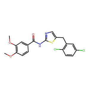 N-(5-(2,5-dichlorobenzyl)thiazol-2-yl)-3,4-dimethoxybenzamide structure