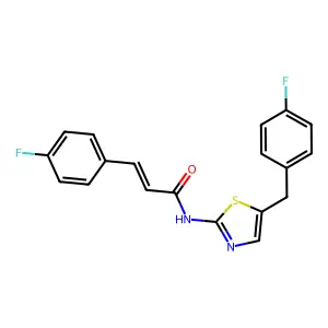 (2E)-N-[5-(4-fluorobenzyl)-1,3-thiazol-2-yl]-3-(4-fluorophenyl)prop-2-enamide structure