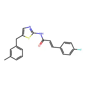 (2E)-3-(4-fluorophenyl)-N-[5-(3-methylbenzyl)-1,3-thiazol-2-yl]prop-2-enamide structure