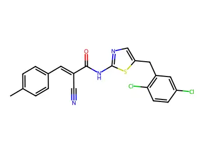 (E)-2-cyano-N-[5-[(2,5-dichlorophenyl)methyl]-1,3-thiazol-2-yl]-3-(4-methylphenyl)prop-2-enamide structure