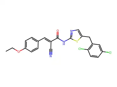 (2E)-2-cyano-N-[5-(2,5-dichlorobenzyl)-1,3-thiazol-2-yl]-3-(4-ethoxyphenyl)prop-2-enamide structure